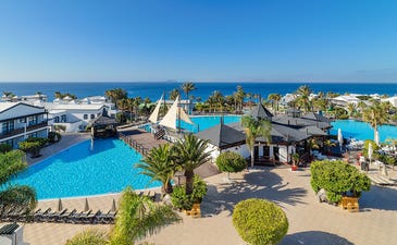 Panoramic view of the hotel swimming pools