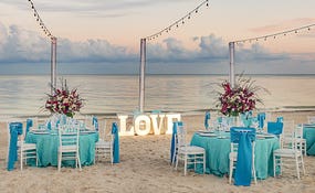 Wedding set-up on the hotel beach
