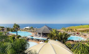 Panoramic view of the hotel swimming pools