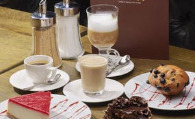 Selection of coffees, teas and pastries in Mike's Coffee